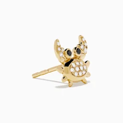 Effy Jewelry Seaside 14K Yellow Gold White u0026 Black Diamond Crab Earrings | Earrings