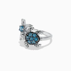 Effy Jewelry Seaside S. Silver Topaz u0026 Diamond Turtle and Starfish Ring, 1.06 TCW | Rings