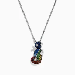 Effy Jewelry 925 Seaside Sterling Silver Multi Sapphires Seahorse Pendant | Necklaces & Pendants