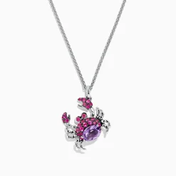 BH Multi Seaside Sterling Silver Multi Gemstone Crab Pendant, 1.75 TCW | Necklaces & Pendants