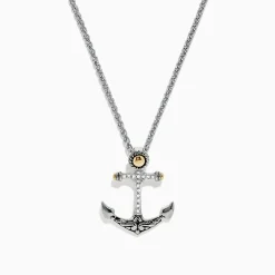 BH Multi Seaside Sterling Silver u0026 18K Gold Diamond Anchor Pendant, 0.06 TCW | Necklaces & Pendants