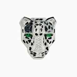 Effy Jewelry Signature 925 Silver Diamond and Emerald Panther Pin | Accessories