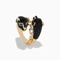 Effy Jewelry Signature 14K Gold Black Diamond Panther Bypass Statement Ring | Rings