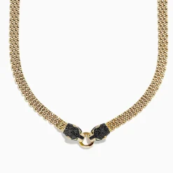 BH Multi Signature 14K Gold Black Diamond and Emerald Panther Necklace, 1.27 | Necklaces & Pendants