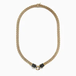 BH Multi Signature 14K Gold Black Diamond and Emerald Panther Necklace, 1.27 | Necklaces & Pendants