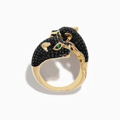 Effy Jewelry Signature 14K Gold Black Diamond Panther Bypass Statement Ring | Rings