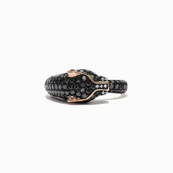 Effy Jewelry Signature 14K Gold Black Diamond u0026 Tsavorite Panther Ring, 1.75 TCW | Rings