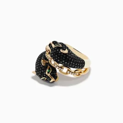 Effy Jewelry Signature 14K Gold Black Diamond Panther Bypass Statement Ring | Rings