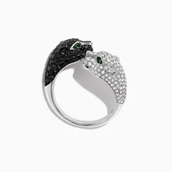 BH Multi Signature 14K Gold Black u0026 White Diamond Double Panther Ring, 1.49 TCW | Rings
