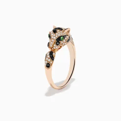 Effy Jewelry Signature 14K Rose Gold Diamond and Garnet Panther Ring, 0.56 TCW | Rings