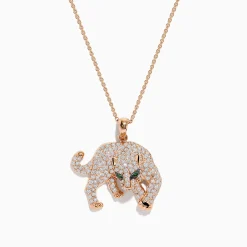 Effy Jewelry Signature 14K Rose Gold Diamond and Emerald Panther Pendant | Necklaces & Pendants