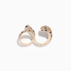 Effy Jewelry Signature 14K Rose Gold Diamond u0026 Emerald Double Finger Ring, 1.91 TCW | Rings
