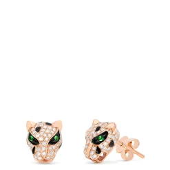 Effy Jewelry Signature 14K Rose Gold Diamond and Tsavorite Stud Earrings, 0.49 TCW | Earrings