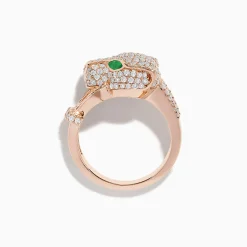 Effy Jewelry Signature 14K Rose Gold Emerald and Diamond Panther Ring | Rings