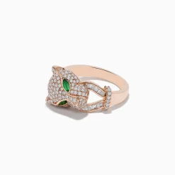 Effy Jewelry Signature 14K Rose Gold Emerald and Diamond Panther Ring | Rings