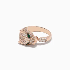 Effy Jewelry Signature 14K Rose Gold Emerald and Diamond Panther Ring | Rings