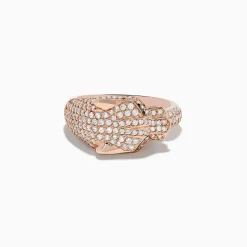 Effy Jewelry Signature 14K Rose Gold Emerald and Diamond Panther Ring | Rings