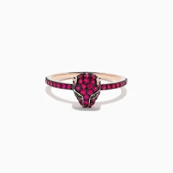 BH Multi Signature 14K Rose Gold Ruby and Tsavorite Panther Ring, 0.59 TCW | Rings