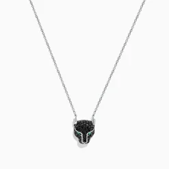 BH Multi Signature 14K White Gold Black Diamond u0026 Emerald Necklace, 0.61 TCW | Necklaces & Pendants
