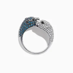 Effy Jewelry Signature 14K White Gold Blue and White Diamond Panther Ring, 1.48 TCW | Rings