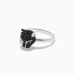 Effy Jewelry Signature 14K White Gold Black Diamond Panther Ring | Rings