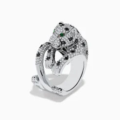 Effy Jewelry Signature 14K White Gold Diamond and Emerald Panther Ring | Rings