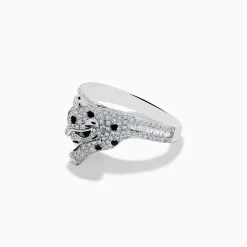 Effy Jewelry Signature 14K White Gold Diamond and Tsavorite Panther Ring | Rings