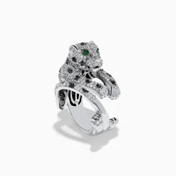 Effy Jewelry Signature 14K White Gold Diamond and Emerald Panther Ring | Rings