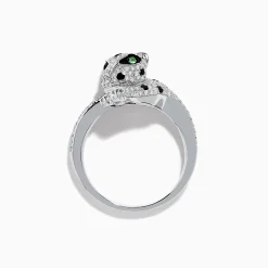 Effy Jewelry Signature 14K White Gold Diamond and Tsavorite Panther Ring | Rings