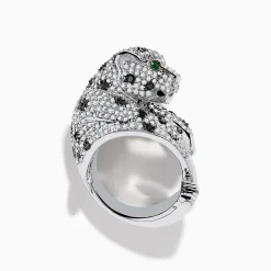 Effy Jewelry Signature 14K White Gold Diamond and Emerald Panther Ring | Rings