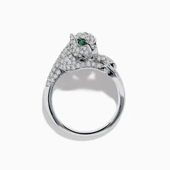 Effy Jewelry Signature 14K White Gold Emerald and Diamond Panther Ring | Rings