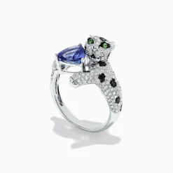 BH Multi Signature 14K White Gold Tanzanite and Diamond Panther Ring, 2.07 TCW | Rings
