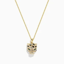 BH Multi Signature 14K Yellow Gold Black and White Diamond Panther Pendant | Necklaces & Pendants