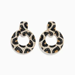 BH Multi Signature 14K Yellow Gold Black and White Diamond Spot Earrings | Earrings