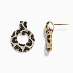 BH Multi Signature 14K Yellow Gold Black and White Diamond Spot Earrings | Earrings