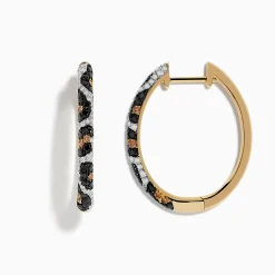 Effy Jewelry Signature 14K Yellow Gold Black, Espresso, and White Diamond Earrings | Earrings