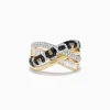 BH Multi Signature 14K Yellow Gold Diamond Spot Crossover Ring | Rings