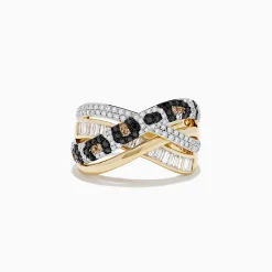 BH Multi Signature 14K Yellow Gold Diamond Spot Crossover Ring | Rings