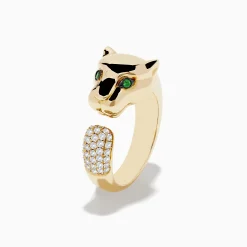 Effy Jewelry Signature 14K Yellow Gold Diamond and Tsavorite Panther Ring | Rings