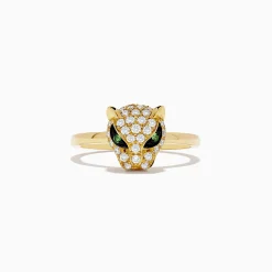Effy Jewelry Signature 18K Yellow Gold Diamond and Tsavorite Panther Ring | Rings