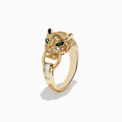 Effy Jewelry Signature 14K Yellow Gold Diamond and Emerald Panther Ring | Rings
