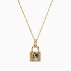 Effy Jewelry Signature 14K Yellow Gold Diamond Lock Pendant | Necklaces & Pendants