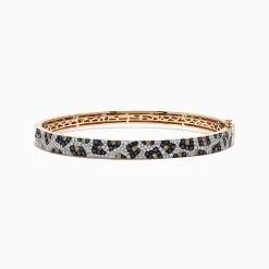 BH Multi Signature 14K Yellow Gold Diamond Panther Spot Bangle | Bracelets