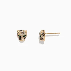 Effy Jewelry Signature 14K Yellow Gold Diamond Panther Stud Earrings, 0.37 TCW | Earrings