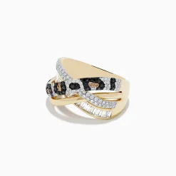 BH Multi Signature 14K Yellow Gold Diamond Spot Crossover Ring | Rings