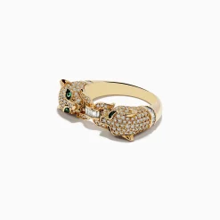 Effy Jewelry Signature 14K Yellow Gold Diamond and Emerald Panther Ring | Rings