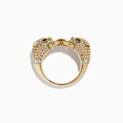 Effy Jewelry Signature 14K Yellow Gold Diamond and Emerald Panther Ring | Rings