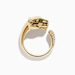 Effy Jewelry Signature 14K Yellow Gold Diamond and Tsavorite Panther Ring | Rings