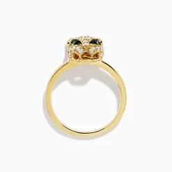 Effy Jewelry Signature 18K Yellow Gold Diamond and Tsavorite Panther Ring | Rings