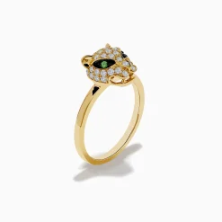 Effy Jewelry Signature 18K Yellow Gold Diamond and Tsavorite Panther Ring | Rings